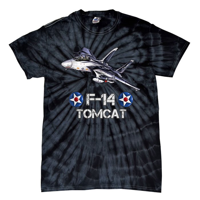 Vintage F14 Tomcat Fighter Jet Military Aviation Tie-Dye T-Shirt