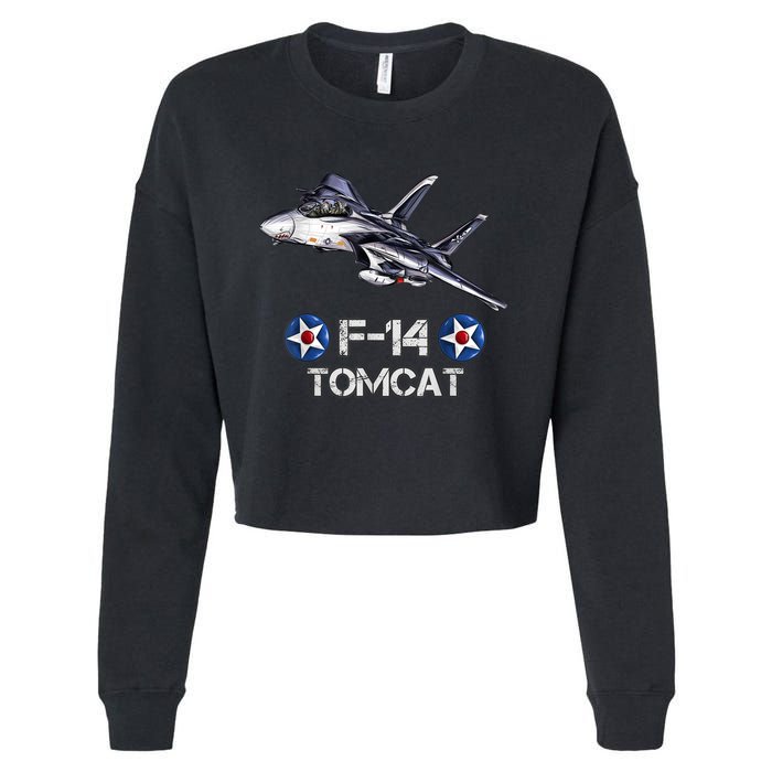 Vintage F14 Tomcat Fighter Jet Military Aviation Cropped Pullover Crew