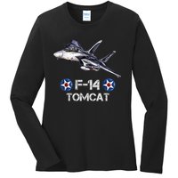 Vintage F14 Tomcat Fighter Jet Military Aviation Ladies Long Sleeve Shirt