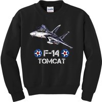 Vintage F14 Tomcat Fighter Jet Military Aviation Kids Sweatshirt