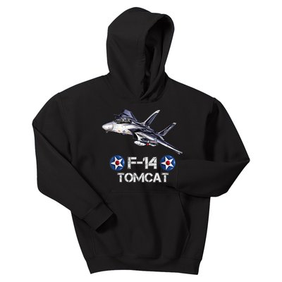 Vintage F14 Tomcat Fighter Jet Military Aviation Kids Hoodie