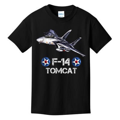 Vintage F14 Tomcat Fighter Jet Military Aviation Kids T-Shirt