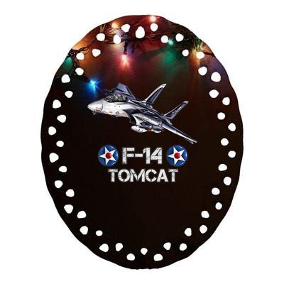 Vintage F14 Tomcat Fighter Jet Military Aviation Ceramic Oval Ornament