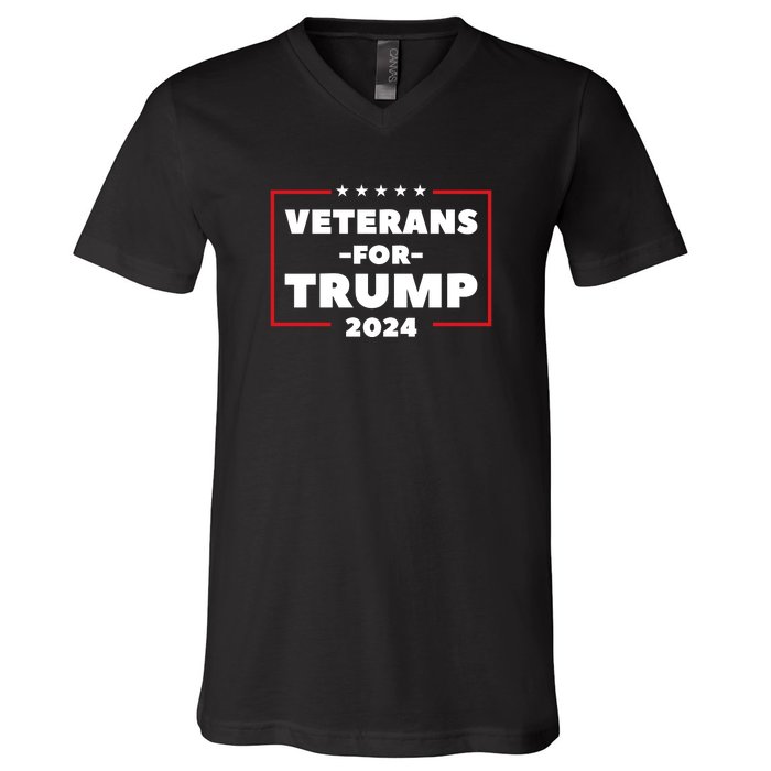 Veterans For Trump 2024 V-Neck T-Shirt