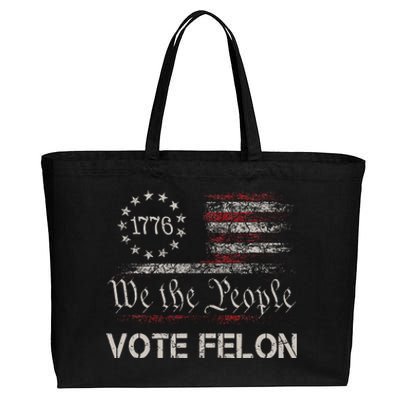 Vote Felon Trump 2024 45 And 47 Funny Vote For The Felon Cotton Canvas Jumbo Tote