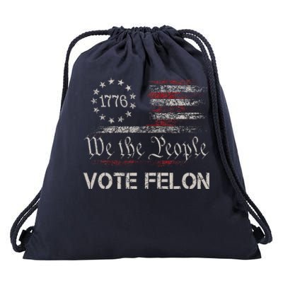 Vote Felon Trump 2024 45 And 47 Funny Vote For The Felon Drawstring Bag