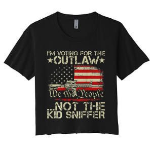 Voting For The Outlaw Trump 2024 Women's Crop Top Tee