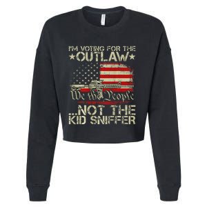 Voting For The Outlaw Trump 2024 Cropped Pullover Crew