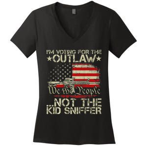 Voting For The Outlaw Trump 2024 Women's V-Neck T-Shirt