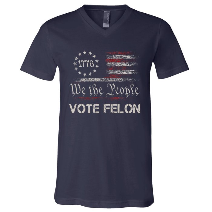 Vote Felon Trump 2024 45 And 47 Funny Vote For The Felon V-Neck T-Shirt