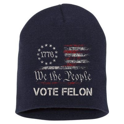 Vote Felon Trump 2024 45 And 47 Funny Vote For The Felon Short Acrylic Beanie