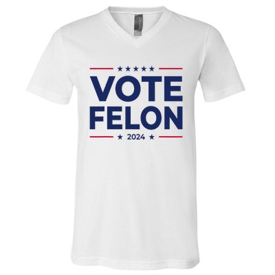 Vote Felon Trump 2024 45 And 47 Funny Vote For The Felon V-Neck T-Shirt