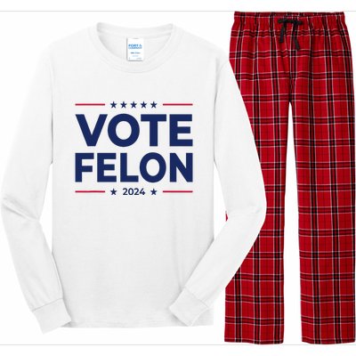 Vote Felon Trump 2024 45 And 47 Funny Vote For The Felon Long Sleeve Pajama Set