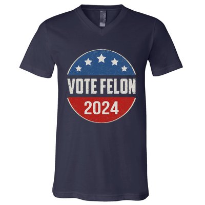 Vote Felon Trump 2024 45 And 47 Funny Vote For The Felon V-Neck T-Shirt