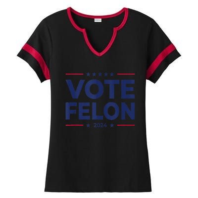 Vote Felon Trump 2024 45 And 47 Funny Vote For The Felon Ladies Halftime Notch Neck Tee