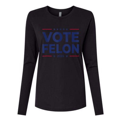 Vote Felon Trump 2024 45 And 47 Funny Vote For The Felon Womens Cotton Relaxed Long Sleeve T-Shirt