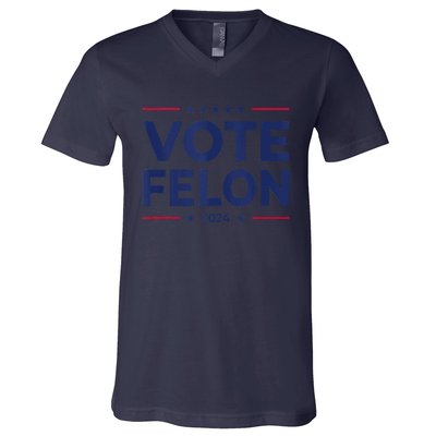 Vote Felon Trump 2024 45 And 47 Funny Vote For The Felon V-Neck T-Shirt