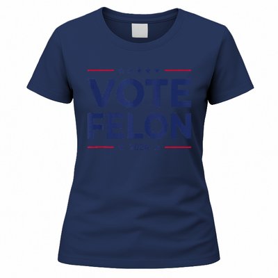 Vote Felon Trump 2024 45 And 47 Funny Vote For The Felon Women's T-Shirt