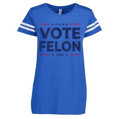 Vote Felon Trump 2024 45 And 47 Funny Vote For The Felon Enza Ladies Jersey Football T-Shirt