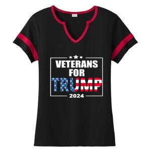 Veterans For Trump 2024 Pro American Troops Ladies Halftime Notch Neck Tee