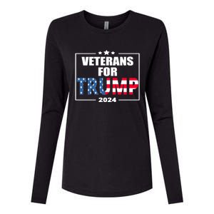 Veterans For Trump 2024 Pro American Troops Womens Cotton Relaxed Long Sleeve T-Shirt