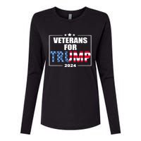 Veterans For Trump 2024 Pro American Troops Womens Cotton Relaxed Long Sleeve T-Shirt