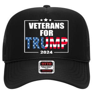 Veterans For Trump 2024 Pro American Troops High Crown Mesh Back Trucker Hat