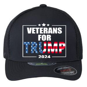 Veterans For Trump 2024 Pro American Troops Flexfit Unipanel Trucker Cap