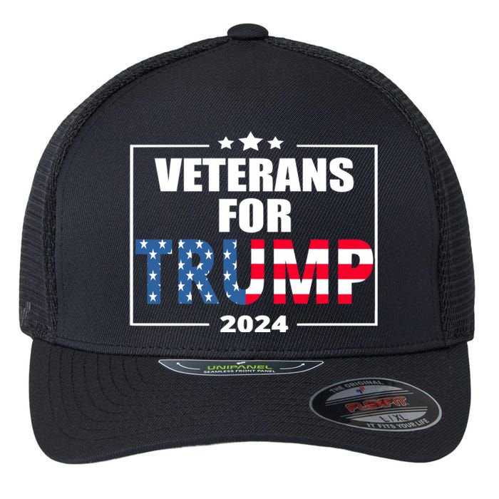 Veterans For Trump 2024 Pro American Troops Flexfit Unipanel Trucker Cap