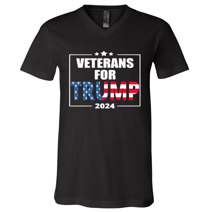 Veterans For Trump 2024 Pro American Troops V-Neck T-Shirt