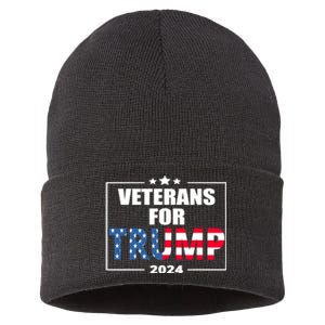 Veterans For Trump 2024 Pro American Troops Sustainable Knit Beanie