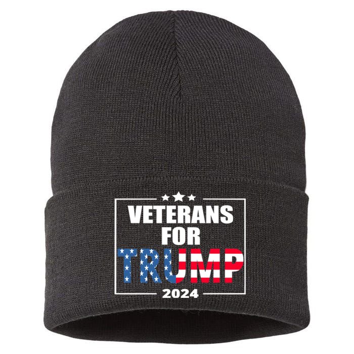 Veterans For Trump 2024 Pro American Troops Sustainable Knit Beanie