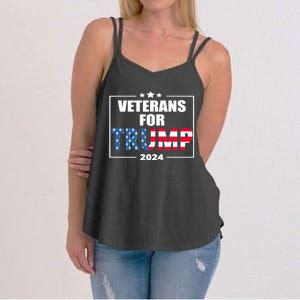 Veterans For Trump 2024 Pro American Troops Women's Strappy Tank