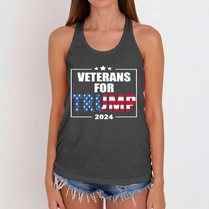 Veterans For Trump 2024 Pro American Troops Women's Knotted Racerback Tank