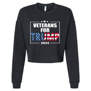 Veterans For Trump 2024 Pro American Troops Cropped Pullover Crew