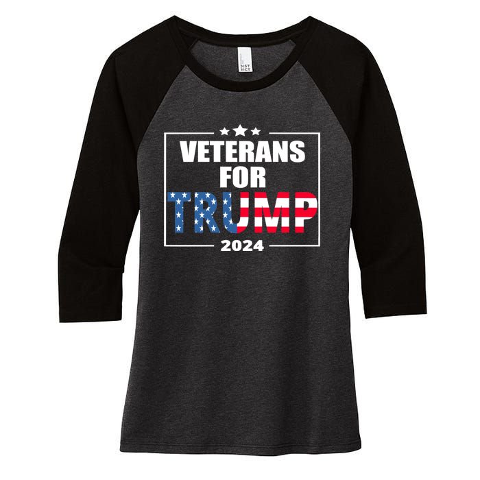 Veterans For Trump 2024 Pro American Troops Women's Tri-Blend 3/4-Sleeve Raglan Shirt