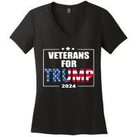 Veterans For Trump 2024 Pro American Troops Women's V-Neck T-Shirt