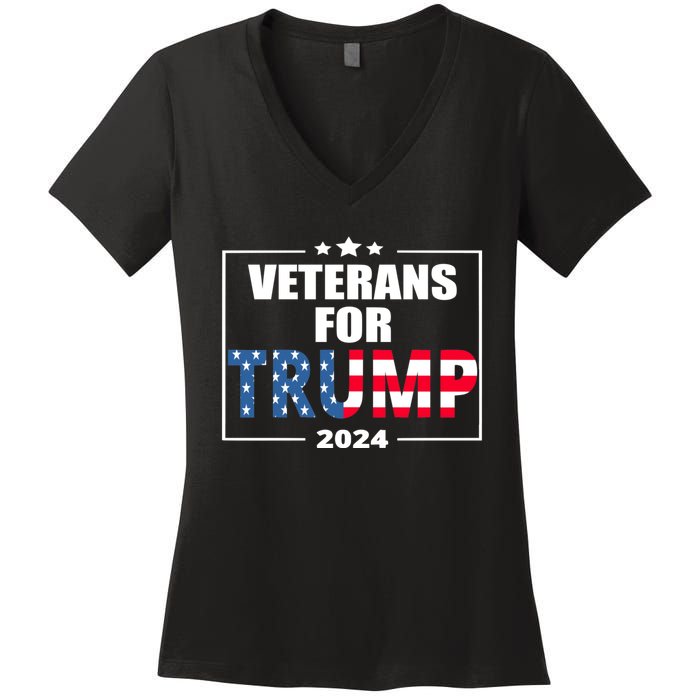 Veterans For Trump 2024 Pro American Troops Women's V-Neck T-Shirt