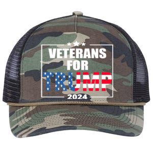 Veterans For Trump 2024 Pro American Troops Retro Rope Trucker Hat Cap