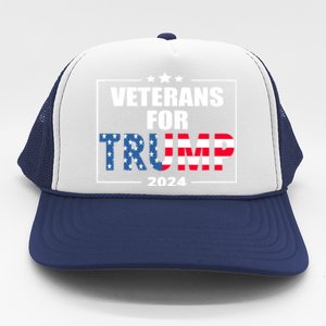 Veterans For Trump 2024 Pro American Troops Trucker Hat