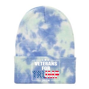 Veterans For Trump 2024 Pro American Troops Tie Dye 12in Knit Beanie