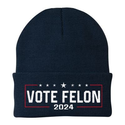 Vote Felon Trump 2024 45 And 47 Funny Vote For The Felon Knit Cap Winter Beanie