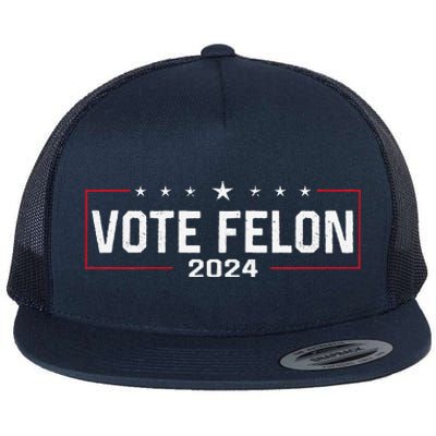 Vote Felon Trump 2024 45 And 47 Funny Vote For The Felon Flat Bill Trucker Hat