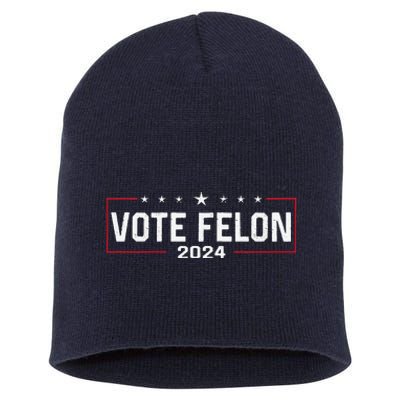 Vote Felon Trump 2024 45 And 47 Funny Vote For The Felon Short Acrylic Beanie