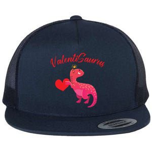 Valentisaurus Funny Tgiftrex Dinosaur Valentine's Day Gift Flat Bill Trucker Hat