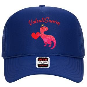 Valentisaurus Funny Tgiftrex Dinosaur Valentine's Day Gift High Crown Mesh Back Trucker Hat