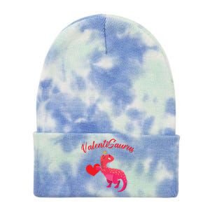 Valentisaurus Funny Tgiftrex Dinosaur Valentine's Day Gift Tie Dye 12in Knit Beanie