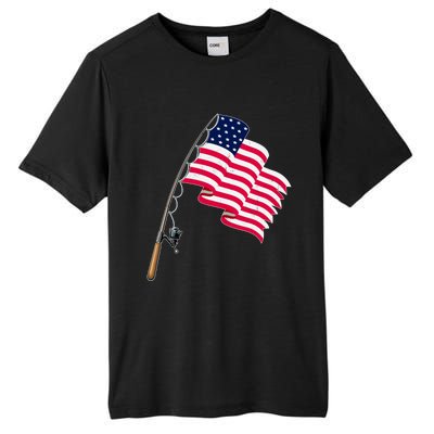 Vintage Fishing Usa Flag America 4Th July Dad Grandpa Gift Tall Fusion ChromaSoft Performance T-Shirt