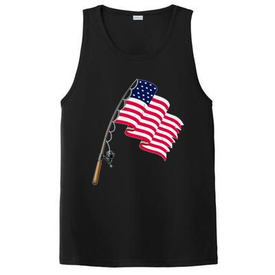 Vintage Fishing Usa Flag America 4Th July Dad Grandpa Gift PosiCharge Competitor Tank