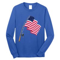 Vintage Fishing Usa Flag America 4Th July Dad Grandpa Gift Long Sleeve Shirt